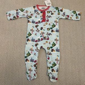 Mud pie north pole train footed pajamas 3-6 Months